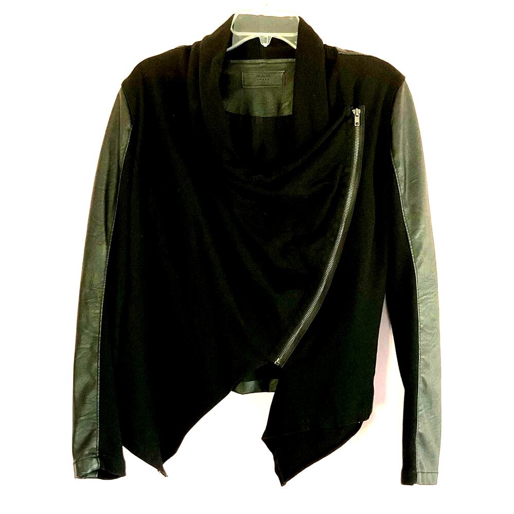 Blank NYC Faux Leather Asymmetrical Cowl Neck Jacket M